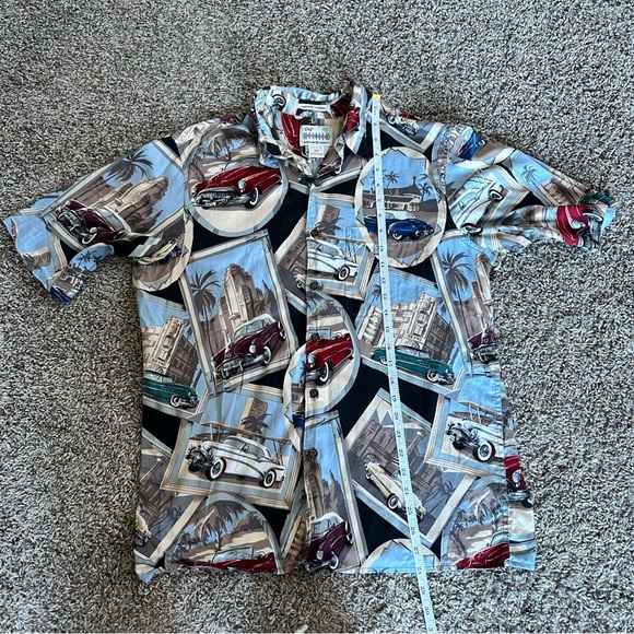 Vintage- Men's Short Sleeve Shirt - Blue Multi Car Print - Picture 6 of 6